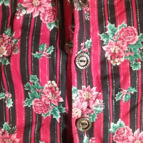 Holiday Festive Floral Red Christmas Reversible Vest - Picture 4 of 8